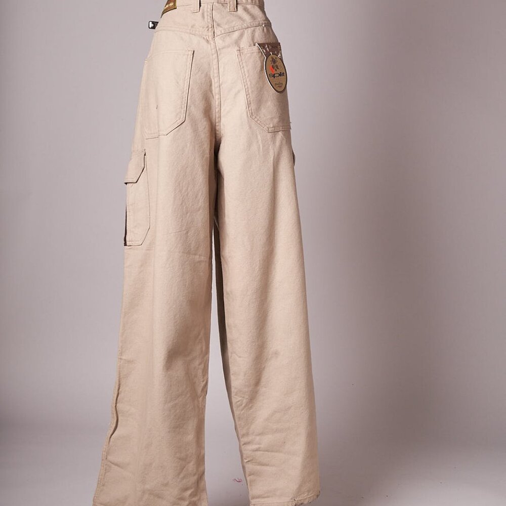 1990s Deadstock Tan Wide Split Skateboarding Cargo Pants